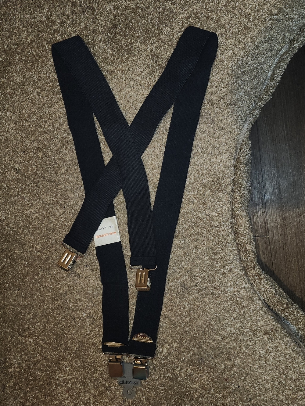Sharp B&G New York Work  Black Elastic Suspenders with Silver Clips 46" L NWT